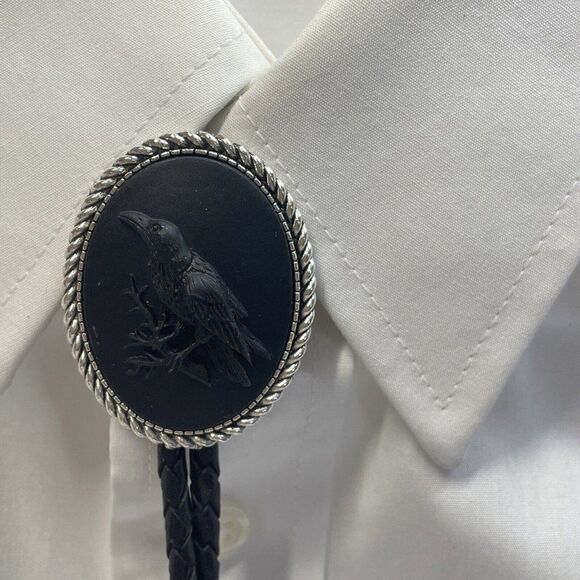 Steampunk Gothic Raven Black Crow Bolo Lariat Tie Y Necklace Southwest Valentine - Picture 10 of 14